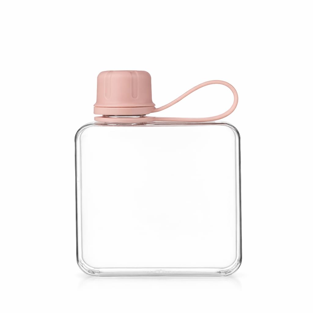 IDIDG Flat Water Bottle Travel Flask Portable 10.5 oz BPA Free Tritan Square Small Water Bottles Leakproof Slim Water Bottle for Purse Travel Pocket