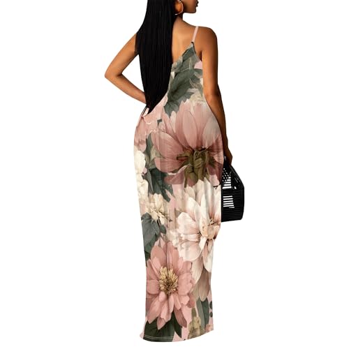 Image of SUZONANA Women Plus Size Summer Maxi Dress Spaghetti Strap Loose Sundress