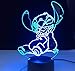 Lámpara de escritorio LED Bluetooth Lámpara de ilusión 3D Luz de noche LED Cute Stitch Dog Figura sentada para niños Decoración de dormitorio de bebé infantil Lámpara de escritorio colorida Decor