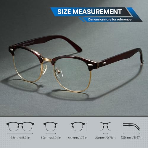Image of Cyxus Blue Light Glasses Men Women Browline Frame Computer Glasses Reduce Eye Strain UV Protection for Computer Screen （8356T01 Gold Frame）