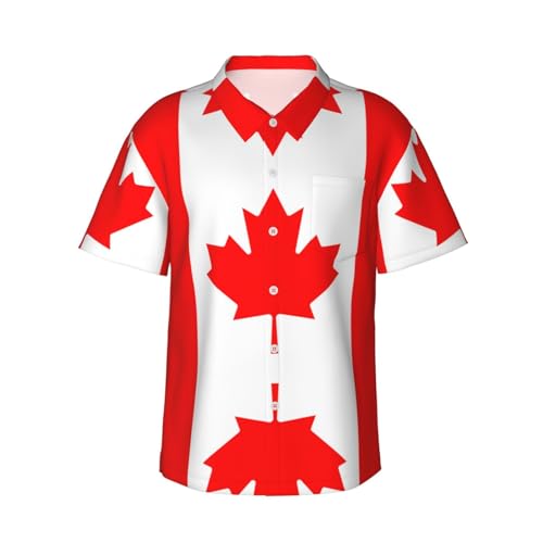 Chemise courte homme drapeau canadien à boutons pour l'été