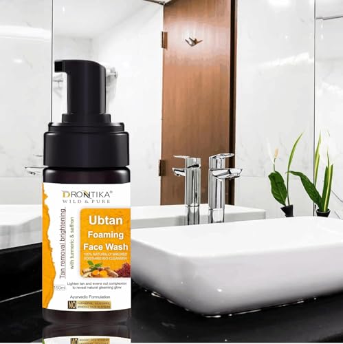 Image of Drontika Wild & PureUbtan Foaming Face Wash with Turmeric and Saffron for Tan Removal - 150ml Brightens Skin | Removes Tan | Gently Exfoliates 150ml. (Ubtan (Turmeric & Saffron))