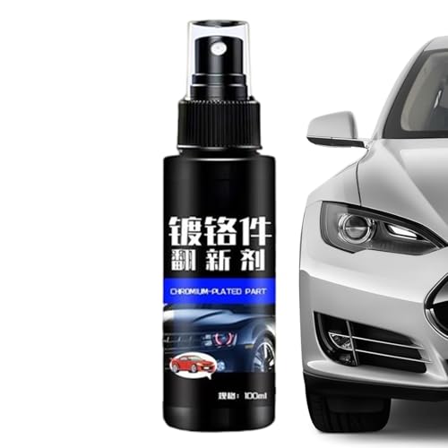 Car Chrome Cleaner - Nano Chrome Polish Spray for Scratch Removal, Shine Restoration with Long-Lasting Function, Metal Washed for Truck, Boat, SUV, RV, Stainless Steel, Aluminum, Brass