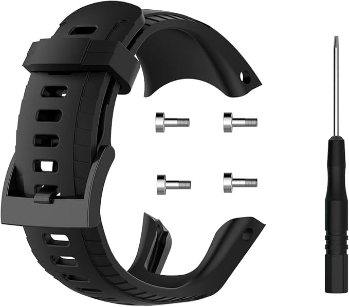 MYAYD Silicone Strap Compatible with Suunto 5, Adjustable Silicone Sports Strap Replacement Band for Suunto 5 Smart Watch, Black