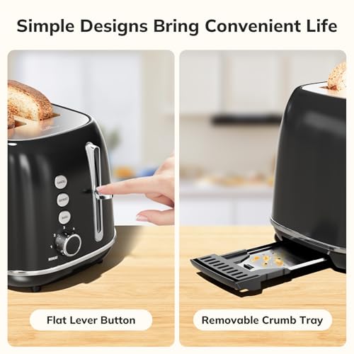 Keenstone 330RW 2 Slice Toaster Retro Stainless Steel Toaster With Bagel, Cancel, Defrost Function And 6 Bread Shade Settings Bread Toaster, Extra Wide Slot And Removable Crumb Tray thumb #4