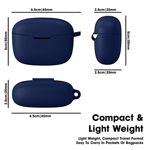 Image of Sounce Earphone Case Cover Compatible with Bassbuds Duo, Soft Silicone Skin Case Cover Shock-Absorbing Protective Case with Keychain [Front LED Visible] [Blue]-(Case Cover Only)