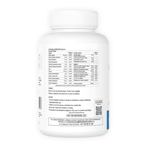 Image of Steadfast Nutrition Multivitamin Multi Minerals Vitamins Omega-3 Fatty Acids Immunity Booster (60 Tablets)