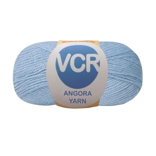 Image of VCR Dusty Blue Green Angora Knitting Yarn, Pack of 1, 100 Grams Hank, 256 Meters Length, 80% Flurry - 20% Acrylic Polyamide Soft Ball for Crochet and Knitting, Suitable for Baby Blankets