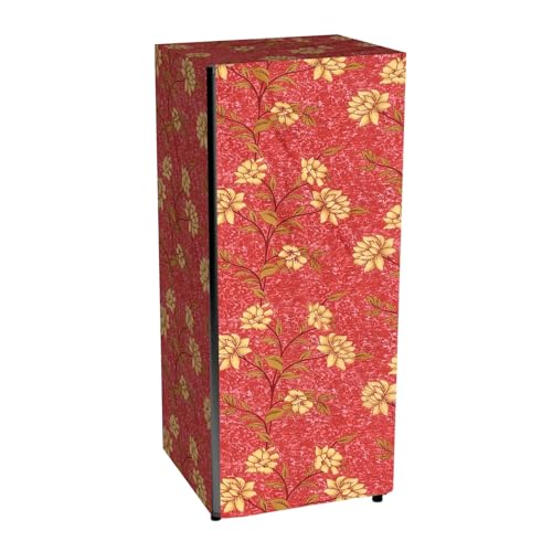 Image of Durable Fridge Cover Single Door 180 to 220 Litre Easy to Clean Dustproof and Waterproof Printed Refrigerator Cover 150x60 cm