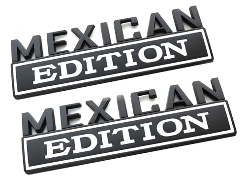 Image of Pair Set Mexican Edition Emblem 3D Badge Decal Car Sticker Adhesive Replacement for Universal Car Truck SUV (Black White)
