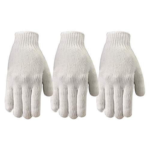 Wells Lamont Polyester Work Gloves, String Knit, 3 Pair Pack, Large (505LF) , White