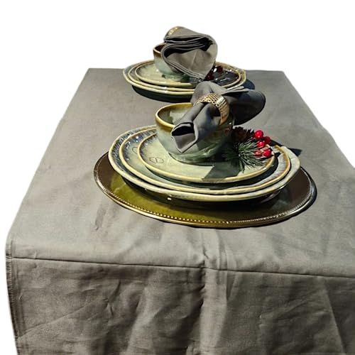VASAI - Camino de mesa 100% algodón, 160 x 50 cm, color beige elegante para comedor y decoración del hogar