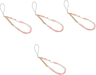OSALADI 4 Peças De Tiras Para Celular Cordão Branco Cordão De Celular Cordão De Saia Branca Para Telefone Para Celular Cordão De Telefone Celular Cordão Rosa Cordão De Pérola Cordão De