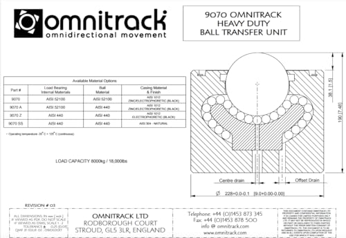 9070 Omnitrack Plain Fit Heavy Duty Ball Transfer Unit 4