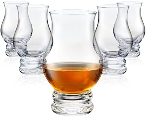 Whiskey glasses Set of 6 - Clear Shot Glasses Bar Set - Old Fashioned Drinking Glasses Gift Set - Brandy Snifter Whisky Glass for Liquor, Scotch, Bourbon, Tequila, Gin, Tonic, Cognac, Vodka, Cocktail