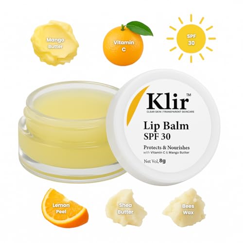Image of Klir Lip Balm SPF 30 with Vitamin C, mango butter for Hydrating, Brightening, Sunscreen for lips | Pack of 3 |8gm each