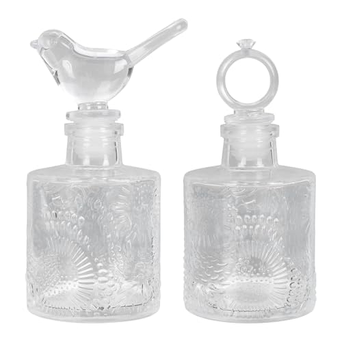 EXAOMBLE 2個 レトロデザインガラス香薫瓶 透明視認可能 耐久性に優れ リビングルーム 寝室インテリア用容器