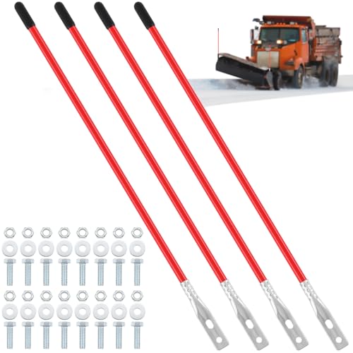 Lasnten 4 Pcs 27 Inch Snow Plow Blade Markers Guide Kit Boat Trailer Poles Steel Wire Inside Bolt on Bumper High Visibility Easy Installation for ATV Western Snowplows Trucks