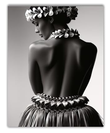 Portrait danseuse hula noir et blanc : sublimez enfin vos murs avec ce décor hawaïen
