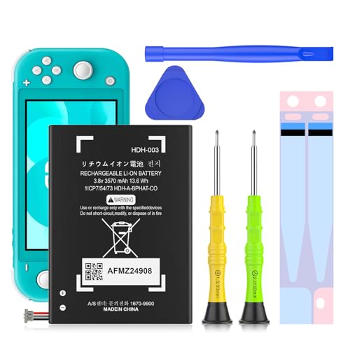 HDH-003 Switch Lite Battery, 3570mAh Lithium Polymer Replacement Rechargeable Batteries, Compatible with Switch Lite Game Console, High Capacity Battery with Installation Tools
