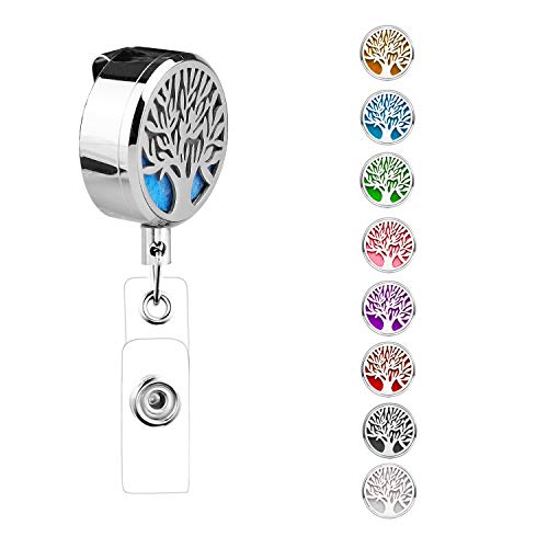 Preisvergleich Produktbild Ausweishalter, Welltop Edelstahl Duftspender Lufterfrischer Ausweishülle Schlüsselanhänger Kartenhüllen Öl Diffusor Vent Clip mit 8 Filzgleiter für Schlüsselanhänger ID-Karte