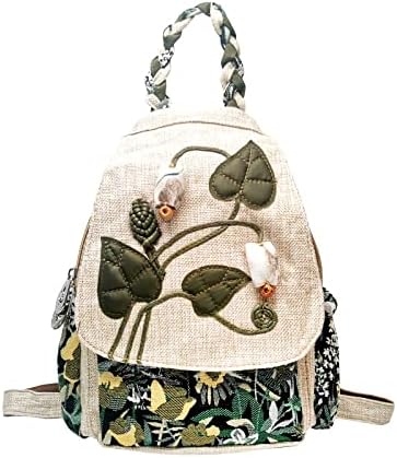 POPUCT Cotton Boho Small Backpack Fashion Hand Knitting Mini Chest Bag for Women