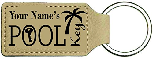 Engraved Personalized Leatherette Pool Key Chain with Your Name