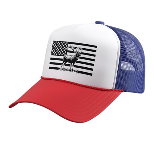 Image of Outdoor Antlers Elk Deer Hunting Trucker Hat with Adjustable Mesh Back