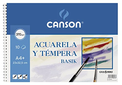 Canson Acuarela Basik , Álbum Espiral, A4+ (23x32,5 cm) 10 Hojas, 370g