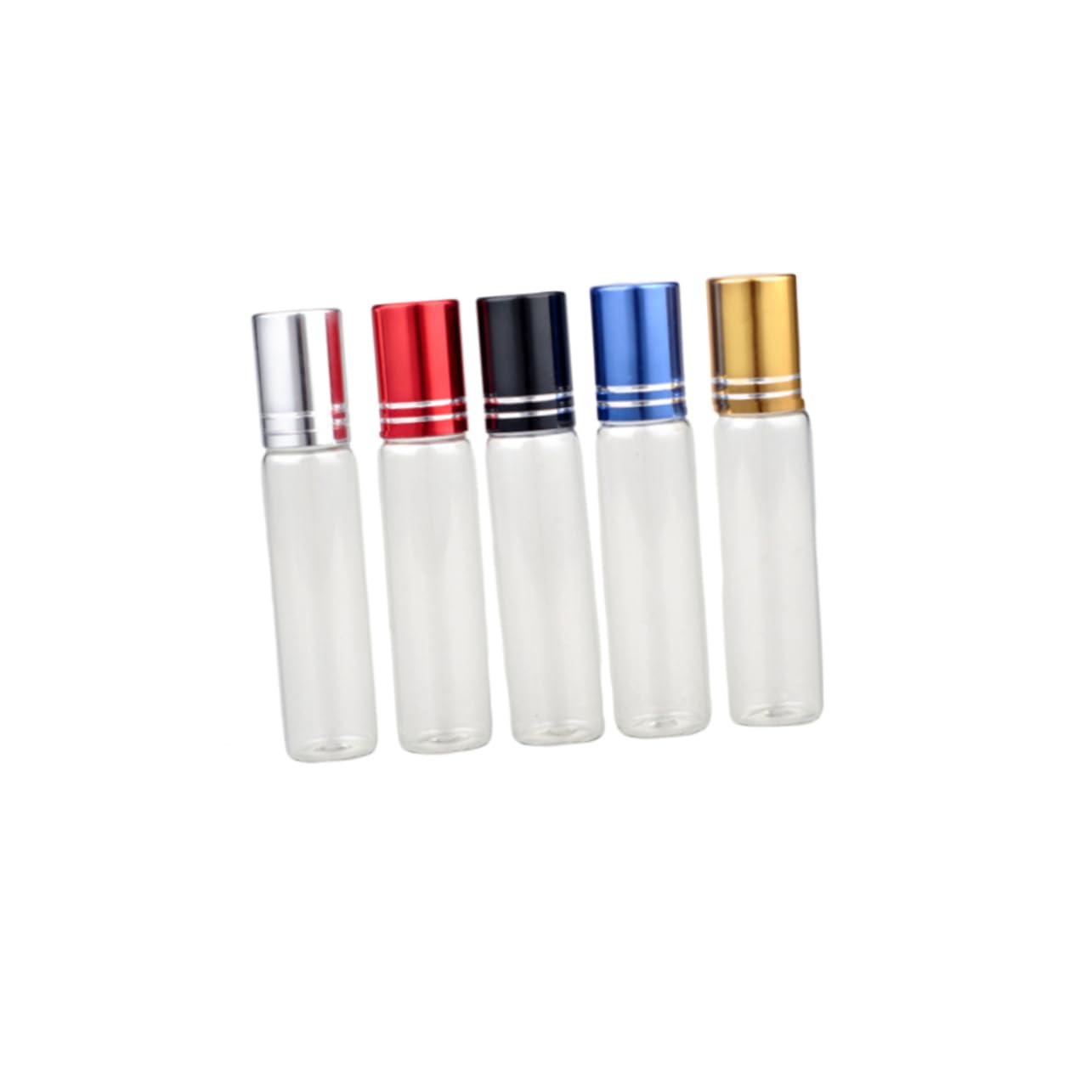 Beaupretty 15pièces Bouteilles De Verre Pour Huiles Essentielles De Flacons Avec Bille Noir Bleu Rouge Pour Échantillonnage Et Voyage