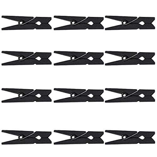WedDecor Lot de 50 mini pinces à linge en bois noires pour travaux manuels - 3,5 cm - Petites pinces à photo, pinces à linge pour décoration murale,...