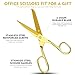 Gold Scissors for Office Multipurpose Stylish: 7 inch - Comfort Grip - Stainless Steel - Scissors with Home - School - for Cutting Paper - Open Envelopes - Cut Tape (Gold Scissors for Office)
