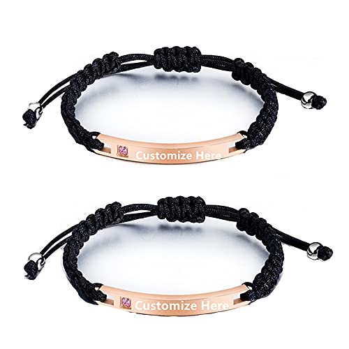 UlaTree Bracciali per coppie Bracciali magnetici personalizzati per coppie Personalizza lui e lei Corda intrecciata a mano personalizzata Definisci regali per lui e lei braccialetti, Acciaio