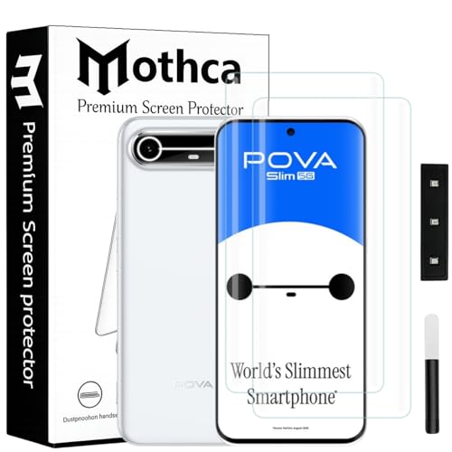 Image of Mothca Curved UV Tempered Glass Screen Protector for Tecno Pova Slim 5G | Transparent | Pack of 2 | Borderless Full Screen Coverage with UV Installation Kit