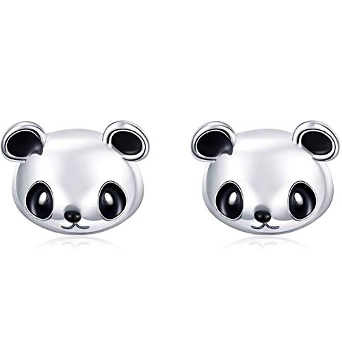 Preciosos pendientes de plata de ley con diseño de oso panda para mujeres y niñas pequeñas y lindos animales para bodas, regalos de cumpleaños hipoalergénicos
