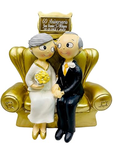Figura pastel Bodas de Diamante 60 Aniversario GRABADA muñecos PERSONALIZADOS para tarta o regalo Figura pastel Bodas de Diamante 60 Aniversario GRABADA muñecos PERSONALIZADOS para tarta o regalo