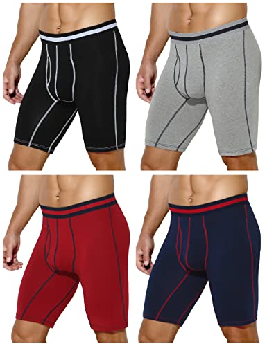 Casey Kevin Boxershorts Herren Lang | 95% Baumwolle | 4er Pack | Unterhosen Männer Lang