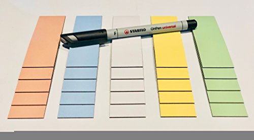 25 bunte beschreibbare Magnetstreifen 100 x 30mm inkl. Stabilo Stift/beschreibbar/abwaschbar/wiederverwendbar