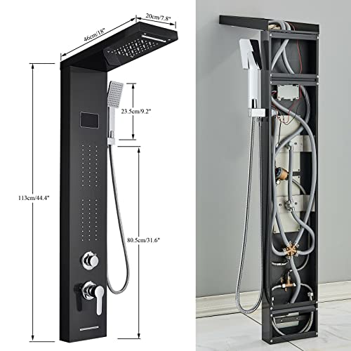 Panel de Ducha LED con Torre de Masaje, Chorros Corporales, Impermeable, Cascada y Lluvia, Acero Inoxidable miniatura 3