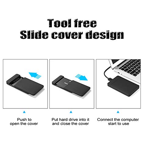 USB C External Hard Drive Enclosure, SNANSHI 2.5\" Hard Drive Enclosure USB C 3.1 to SATA III 5Gbps for 2.5\" SATA SSD HDD 9.5mm 7mm Hard Drive Case Housing with UASP, Tool-Free Design