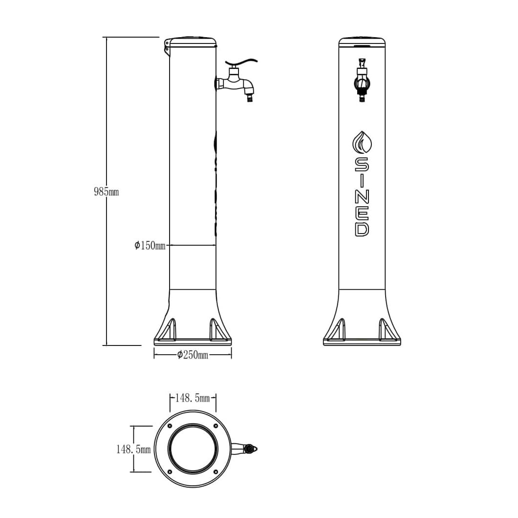 Sined Tritone Fontanella da Giardino in Hdpe con Predisposizione per Attacchi Rapidi Nera Altezza 100 Cm Realizzata in Hdpe