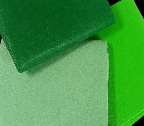 Image of Pack of 3 Green Shades Felt Fabric Sheet Stiff (Hard) Size 19 inch x 21 inch inch | School DIY Crafts Patchwork, Table & Board Backdrops, Embroidery Sewing