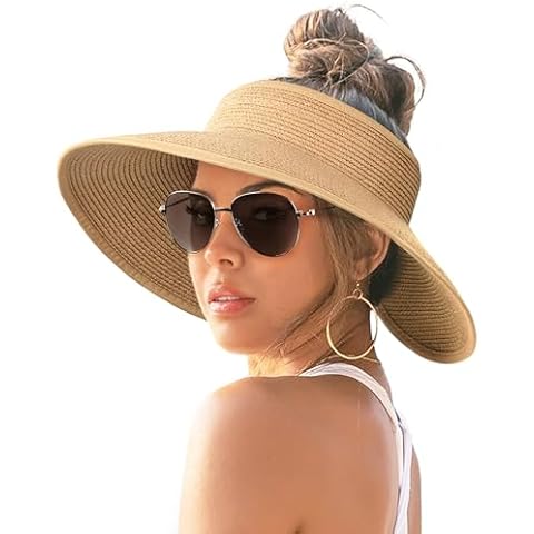 FURTALK Women's Sun Visor Straw Hat Cover