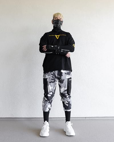 Fabric of the Universe Techwear Graphic Cyberpunk Fashion T-Shirt (Black Yellow V3-3, X-Large)4