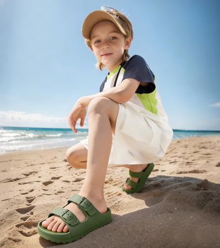Image of Kids Slides Sandals Double Buckle Adjustable Boys Girls