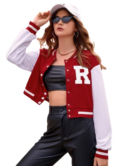 a to z creation Full Sleev Bomber Jacket for Woman (Red & White)-picture-16