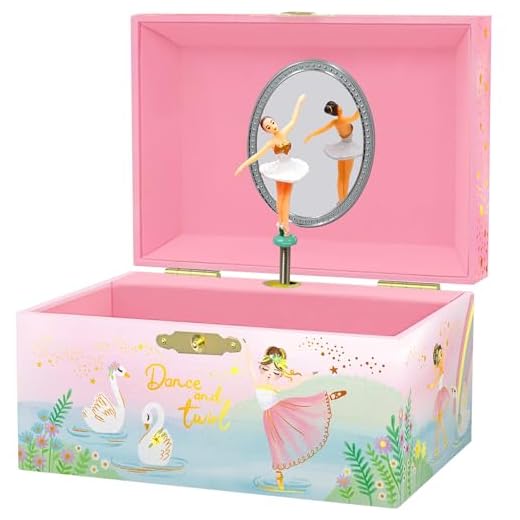 Musikalisches Ballerina-Schmuckkästchen für Mädchen – Kinderspieluhr mit drehender Ballerina, Ballett-Geburtstagsgeschenke Mädchen, Schmuckkästchen, 15,2 x 11,8 x 8,9 cm – Alter 3–10, rosa