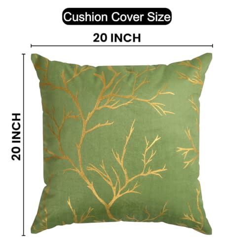 Image of Velvet Foil Cushion Covers 20 inch x 20 inch Set of 2, Pista Green