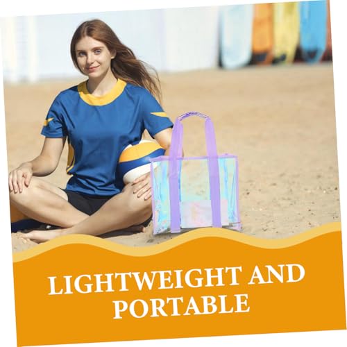 Large Mesh Beach Bag for Women Iridescent Pvc Irideshoulder Bag Storage Tote for Outdoor Adventures3