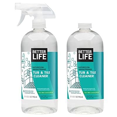 BETTER LIFE Bathroom Cleaner - Tea Tree Bathtub & Shower Cleaner Spray for Glass and Tile - Foaming Mold and Mildew Remover for Tub Works on Hard Water Stains - 32oz (Pack of 2)